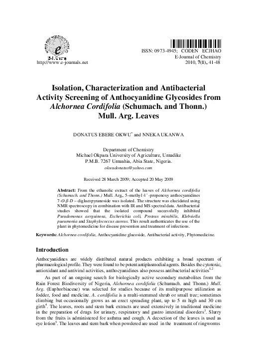 (PDF) Isolation, Characterization and Antibacterial Activity Screening ...
