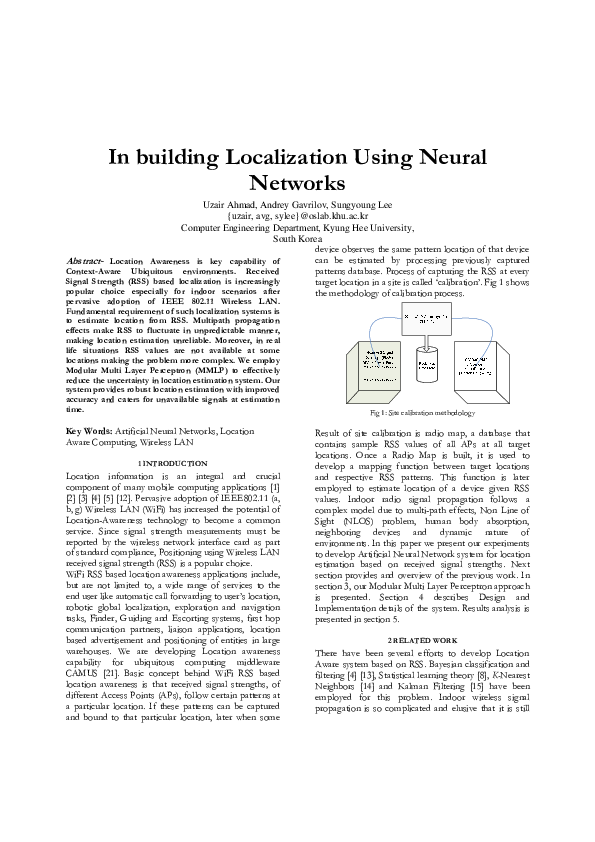 (PDF) In-building Localization using Neural Networks