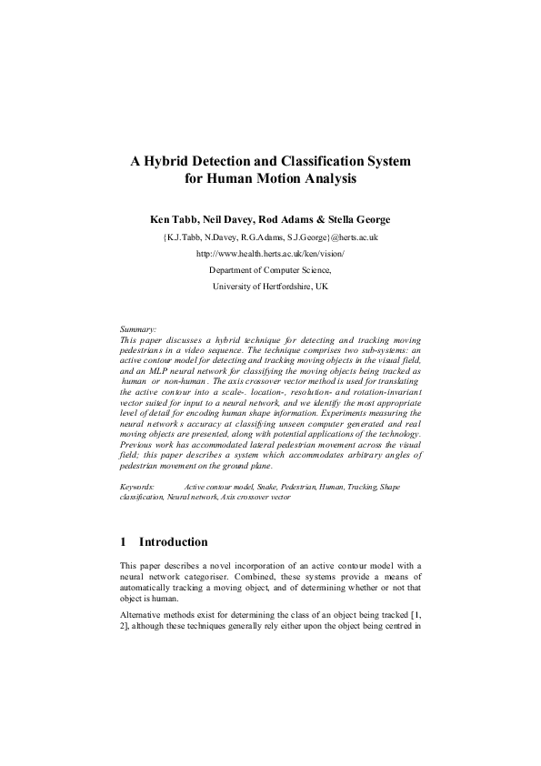 (PDF) A Hybrid Detection and Classification System for Human Motion ...