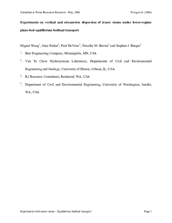 (PDF) Experiments on vertical and streamwise dispersion of tracer ...