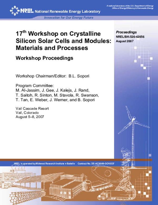 (PDF) 17th Workshop on Crystalline Silicon Solar Cells and Modules ...