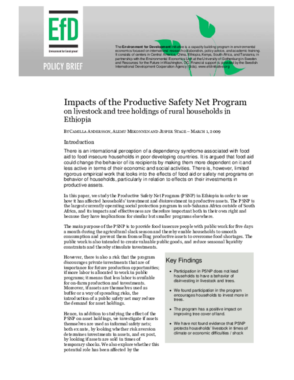 (PDF) Impacts of the Productive Safety Net Program on livestock and ...