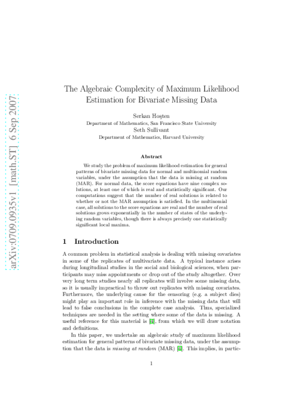 (PDF) The Algebraic Complexity of Maximum Likelihood Estimation for ...