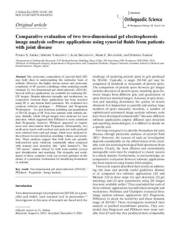 (PDF) Comparative evaluation of two two-dimensional gel electrophoresis ...