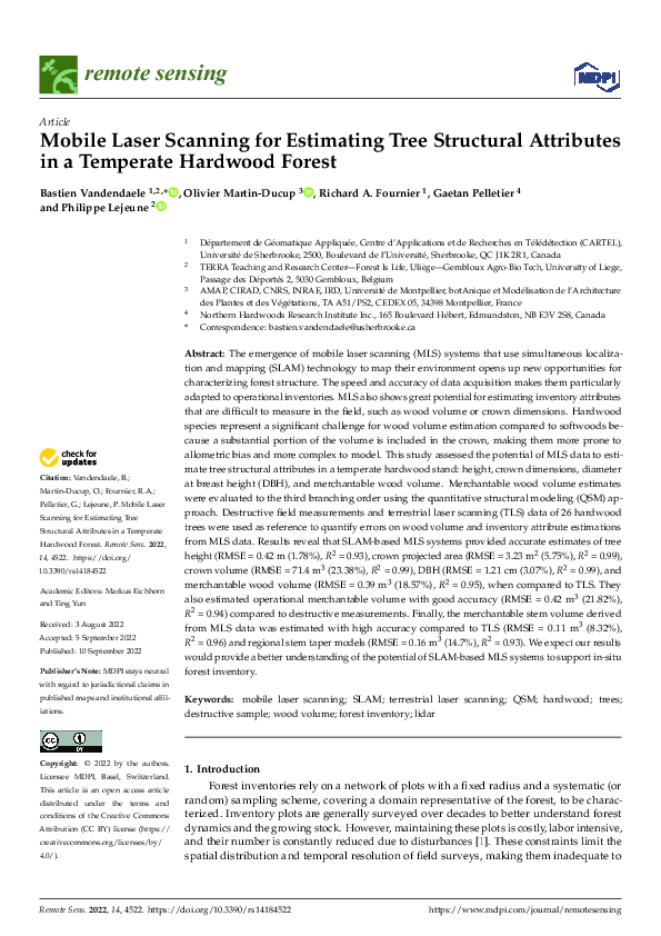(PDF) Mobile Laser Scanning for Estimating Tree Structural Attributes ...