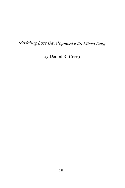 (PDF) Modeling Loss Development with Micro Data