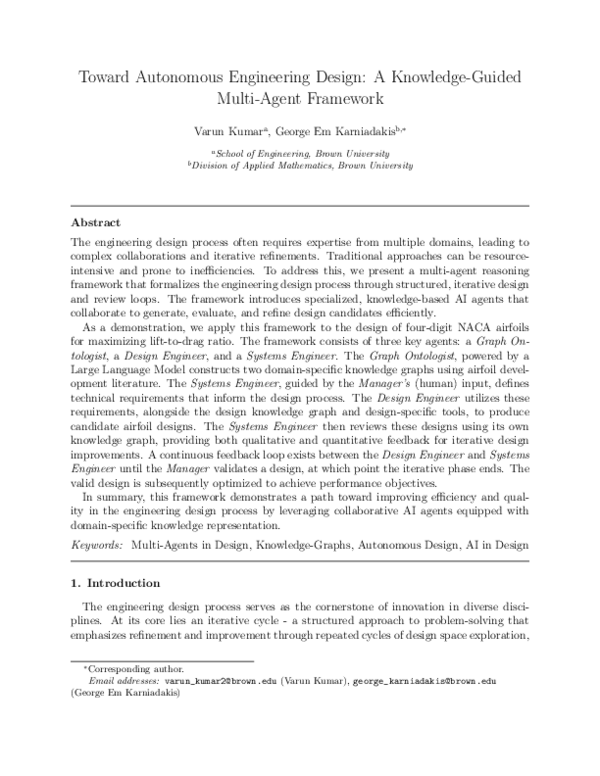 (PDF) Toward Autonomous Engineering Design: A Knowledge-Guided Multi ...