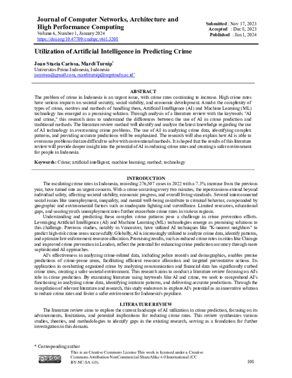 (PDF) Utilization of Artificial Intelligence in Predicting Crime
