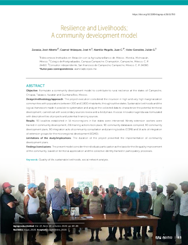 (PDF) Resilience and Livelihoods; A community development model