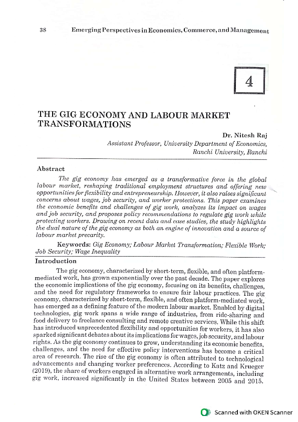 (PDF) The Gig Economy And Labour Market Transformations