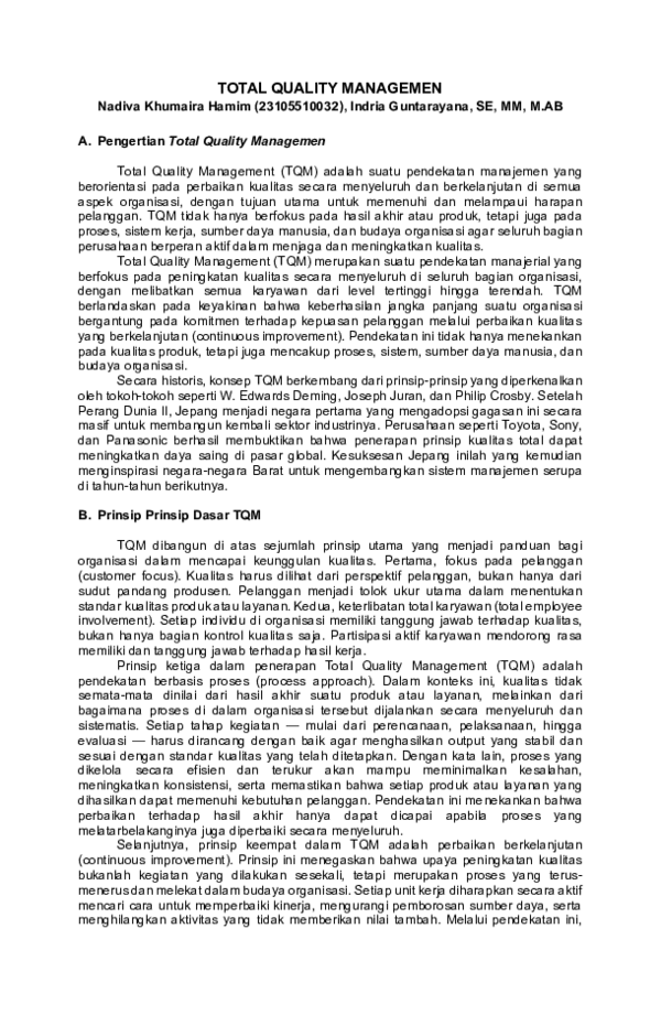 (PDF) TOTAL QUALITY MANAGEMEN