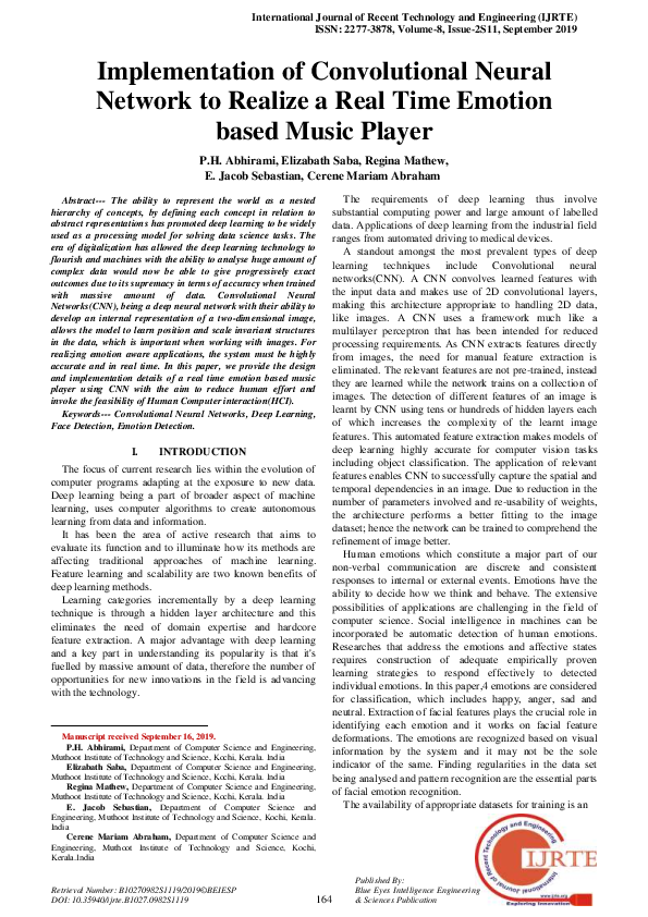 (PDF) Implementation of Convolutional Neural Network to Realize a Real ...