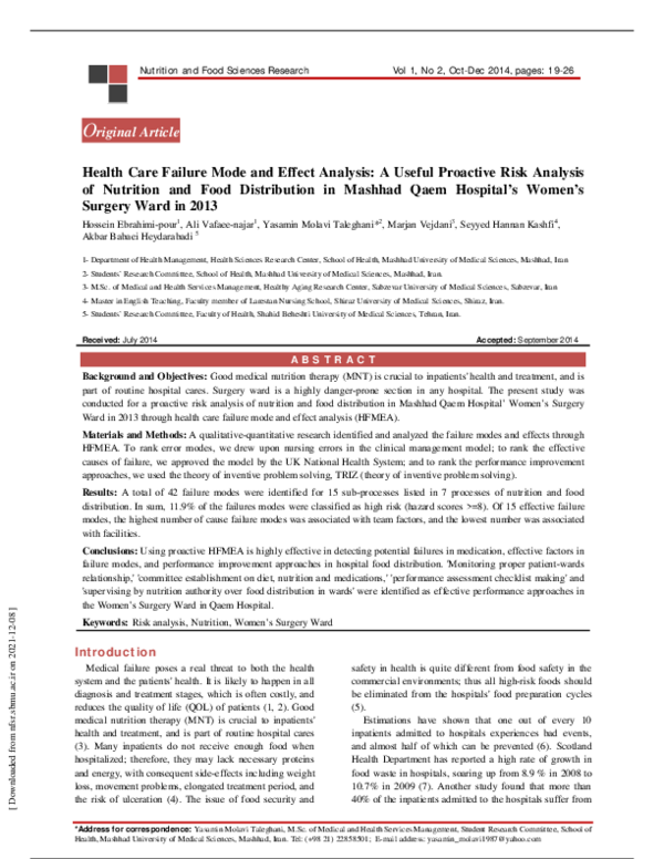(PDF) Health Care Failure Mode and Effect Analysis: A Useful Proactive ...