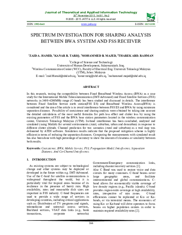 (PDF) Spectrum investigation for sharing analysis between BWA system ...