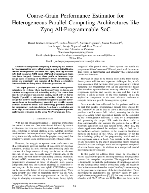 (PDF) Coarse-Grain Performance Estimator for Heterogeneous Parallel ...