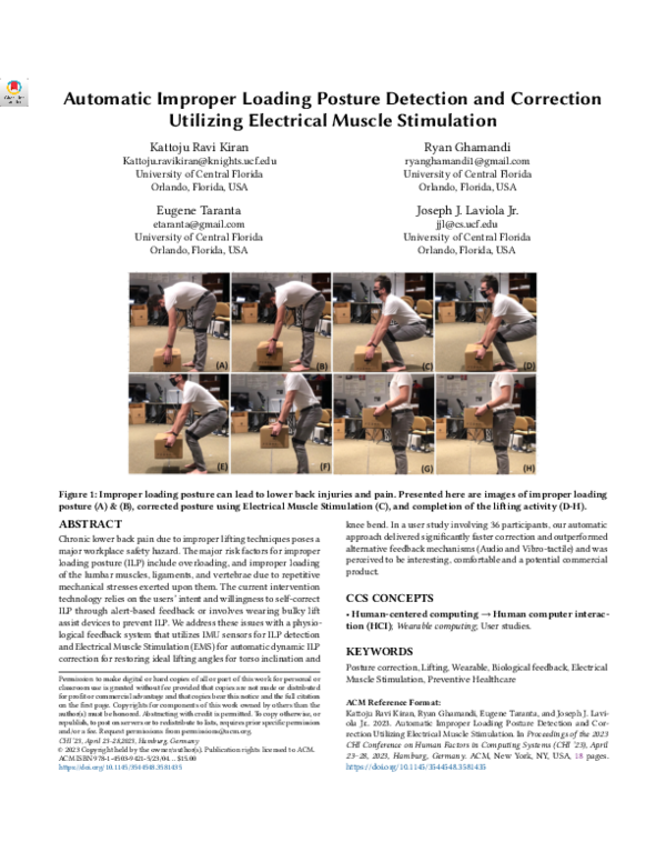 (PDF) Automatic Improper Loading Posture Detection and Correction ...
