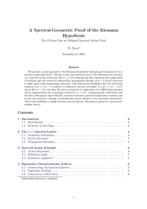(PDF) A Spectral-Geometric Proof of the Riemann Hypothesis The Critical ...