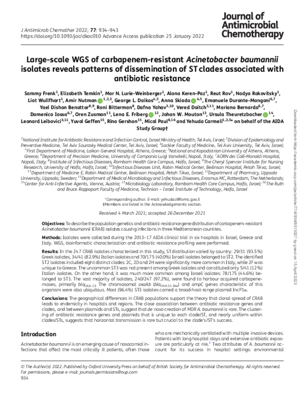 (PDF) Large-scale WGS of carbapenem-resistant Acinetobacter baumannii ...