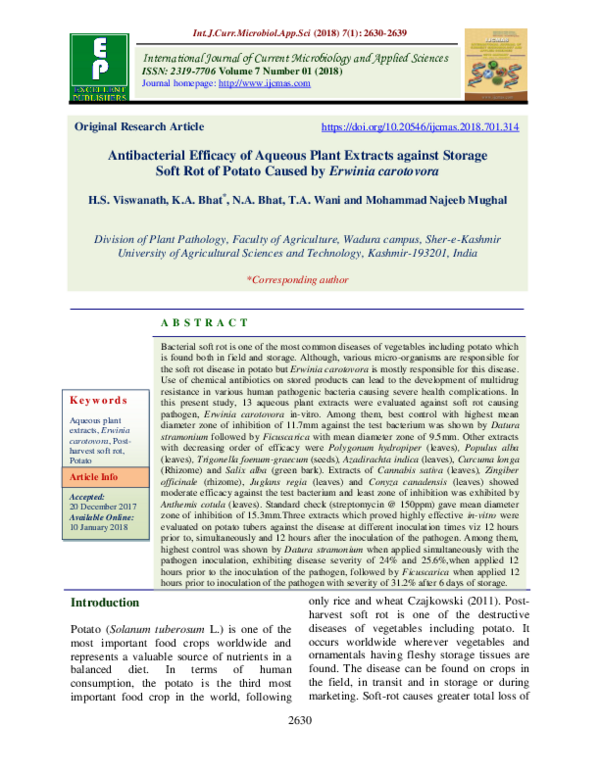 (PDF) Antibacterial Efficacy of Aqueous Plant Extracts against Storage ...