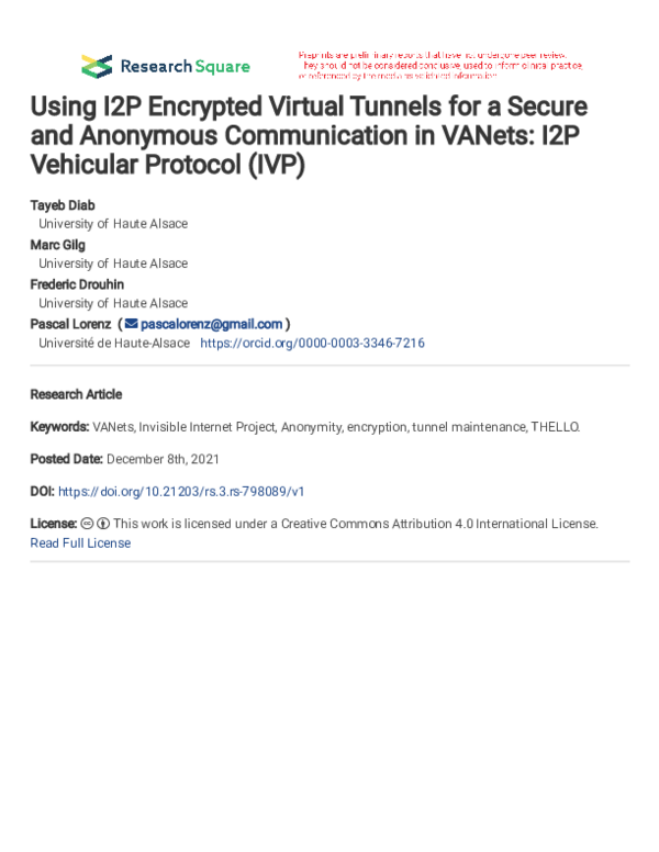 (PDF) Using I2P Encrypted Virtual Tunnels for a Secure and Anonymous ...