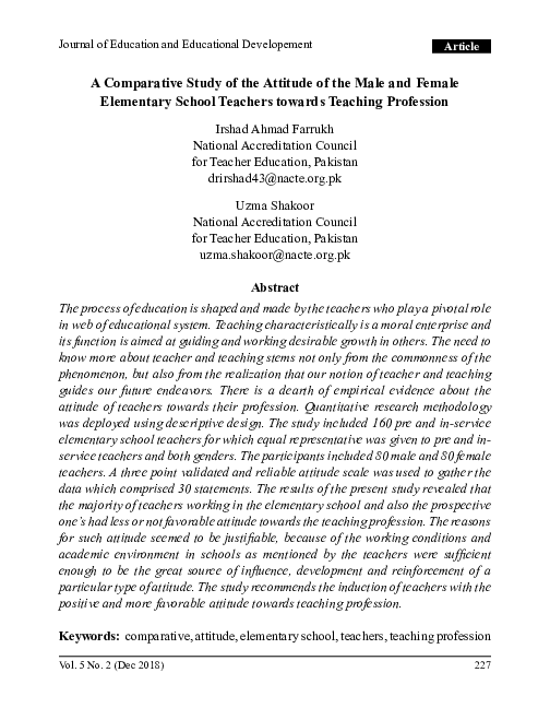 (PDF) A Comparative Study of the Attitude of the Male and Female ...