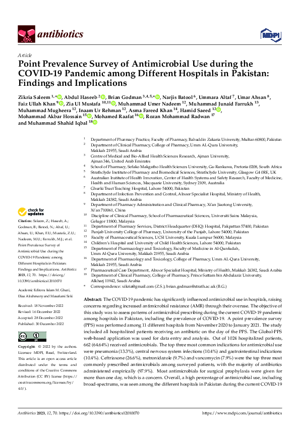 (PDF) Point Prevalence Survey of Antimicrobial Use during the COVID-19 ...