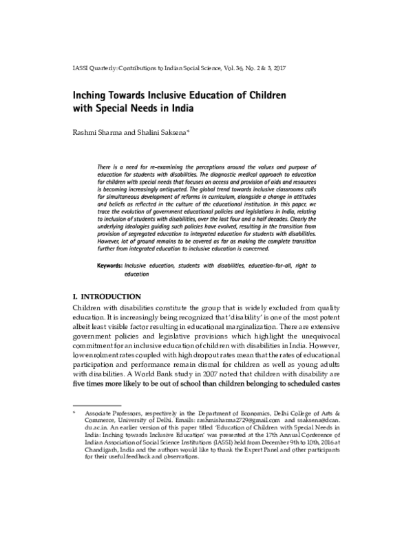 (PDF) Inching Towards Inclusive Education of Children with Special ...