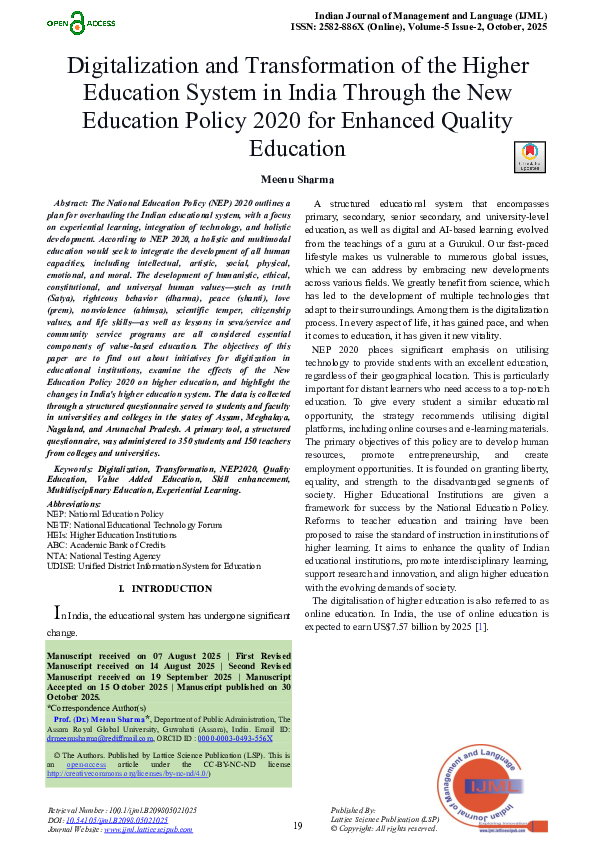 (PDF) Digitalization and Transformation of the Higher Education System ...