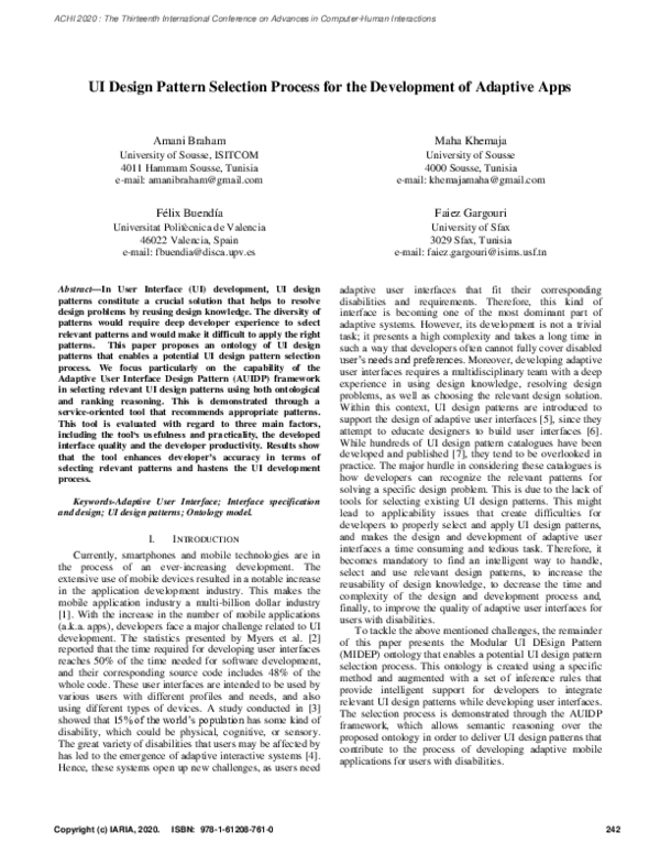 (PDF) UI Design Pattern Selection Process for the Development of ...