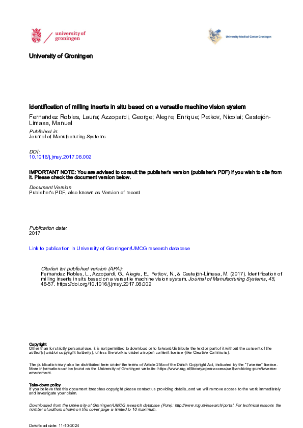 (PDF) Identification of milling inserts in situ based on a versatile ...