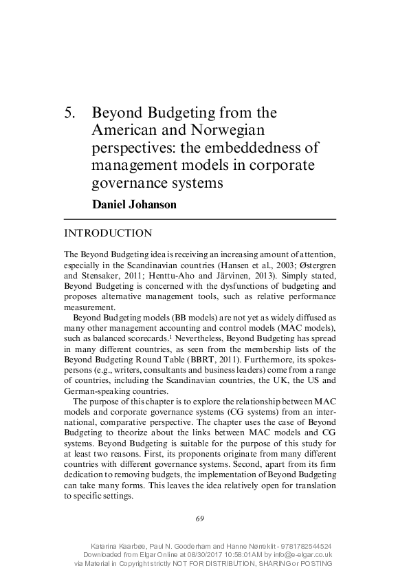 (PDF) Beyond Budgeting from the American and Norwegian perspectives ...