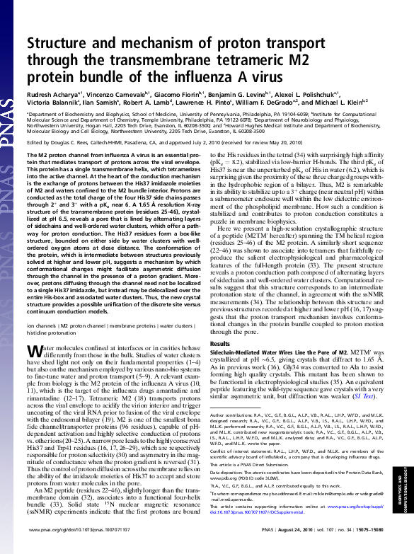 (PDF) Structure and mechanism of proton transport through the ...