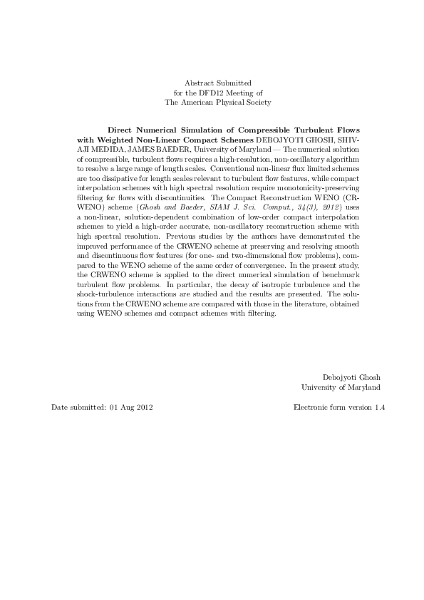 (PDF) Direct Numerical Simulation of Compressible Turbulent Flows with ...