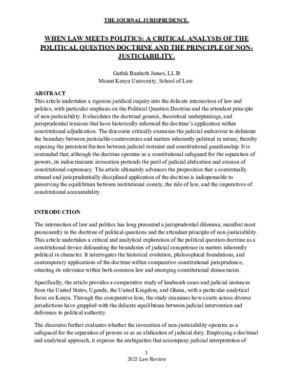 (PDF) WHEN LAW MEETS POLITICS: A CRITICAL ANALYSIS OF THE POLITICAL ...