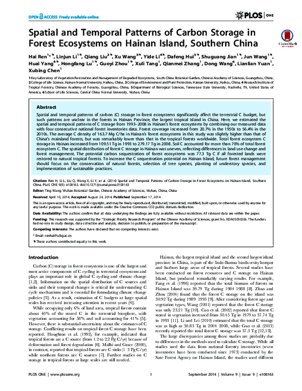 (PDF) Spatial and Temporal Patterns of Carbon Storage in Forest ...