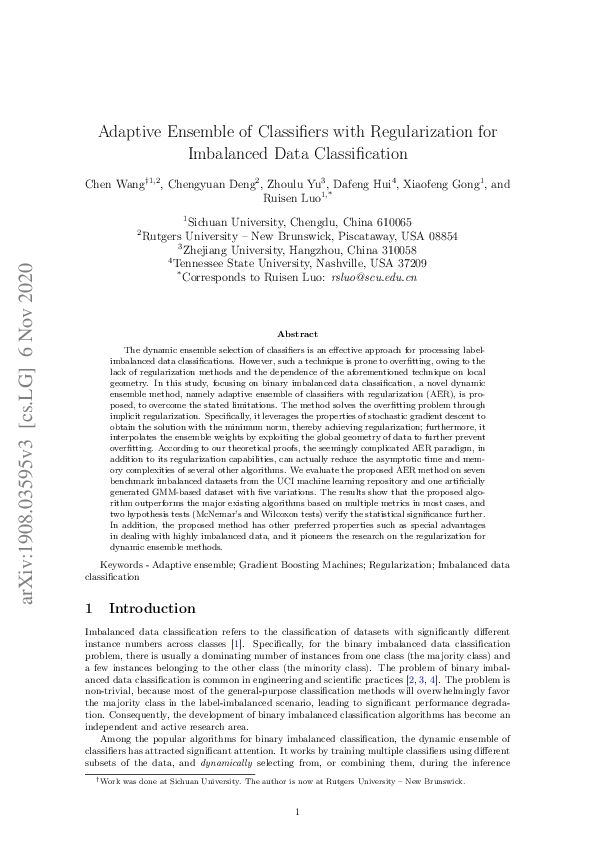 (PDF) Adaptive Ensemble of Classifiers with Regularization for ...