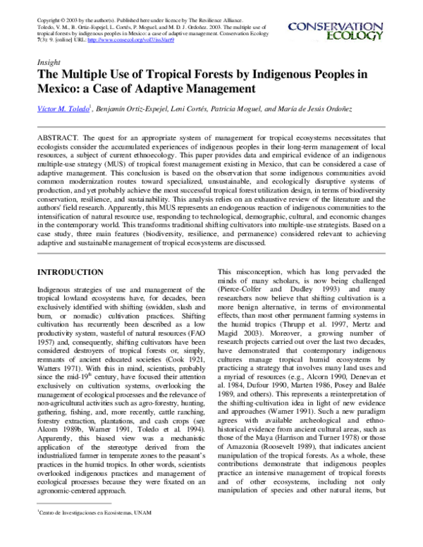 (PDF) The Multiple Use of Tropical Forests by Indigenous Peoples in ...