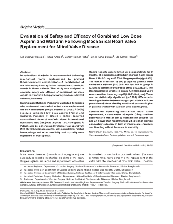 (PDF) Evaluation of Safety and Efficacy of Combined Low Dose Aspirin ...