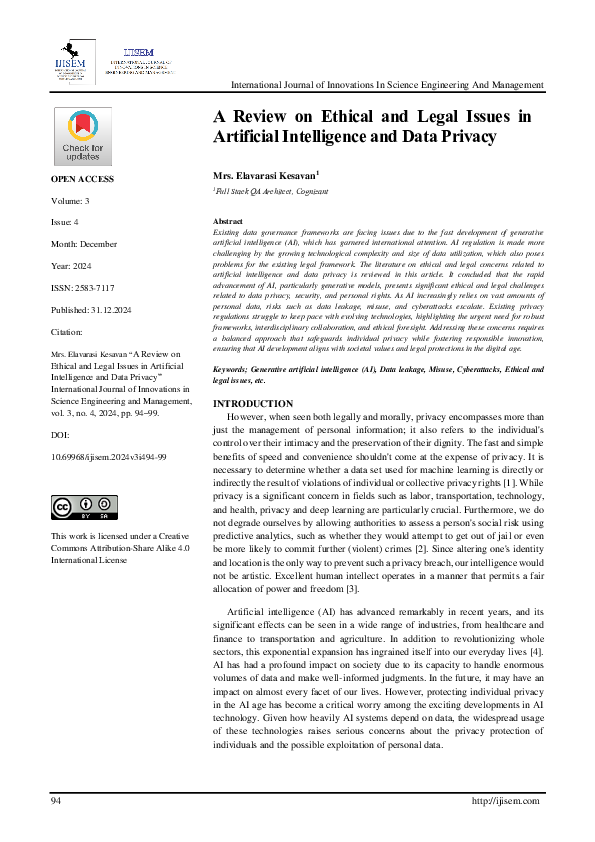(PDF) A Review on Ethical and Legal Issues in Artificial Intelligence ...