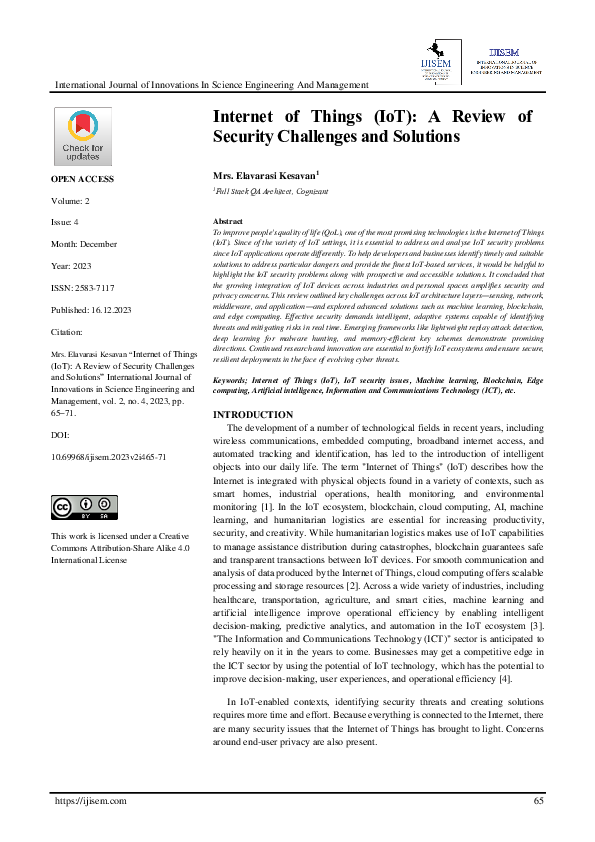 (PDF) Internet of Things (IoT) A Review of Security Challenges and ...