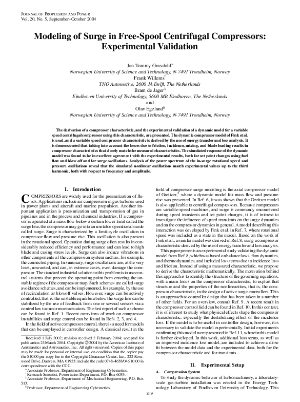 (PDF) Modeling of Surge in Free-Spool Centrifugal Compressors ...