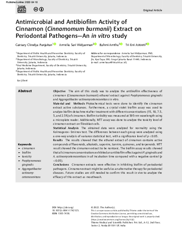 (PDF) Antimicrobial and Antibiofilm Activity of Cinnamon (Cinnamomum ...