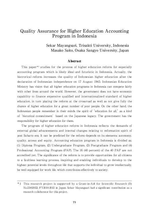 (PDF) Quality Assurance for Higher Education Accounting Program in ...