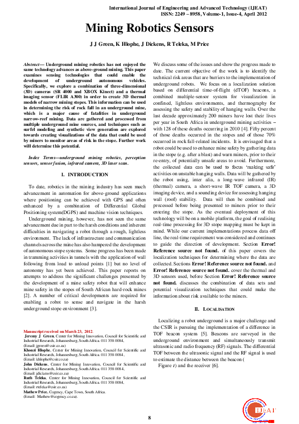 (PDF) Mining robotics sensors