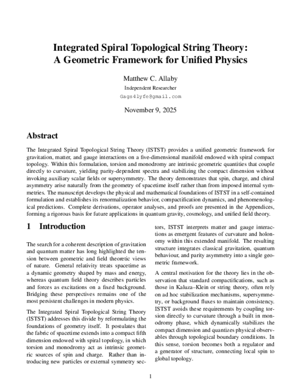 (PDF) Integrated Spiral Topological String Theory: A Geometric ...
