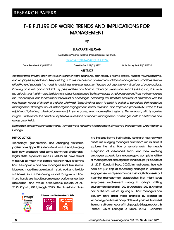 (PDF) THE FUTURE OF WORK: TRENDS AND IMPLICATIONS FOR MANAGEMENT