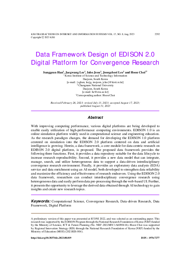 (PDF) Data Framework Design of EDISON 2.0 Digital Platform for ...