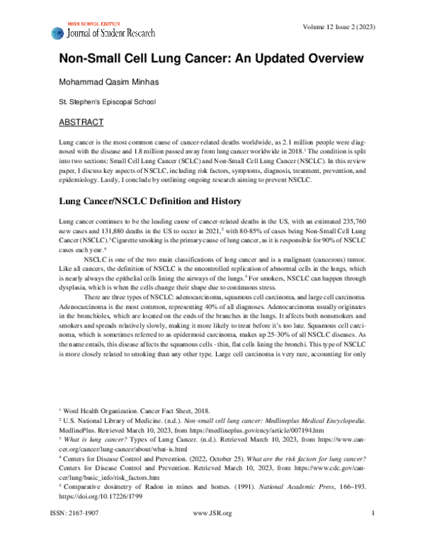(PDF) Non-Small Cell Lung Cancer: An Updated Overview
