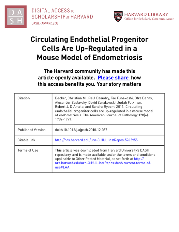 (PDF) Circulating Endothelial Progenitor Cells Are Up-Regulated in a ...