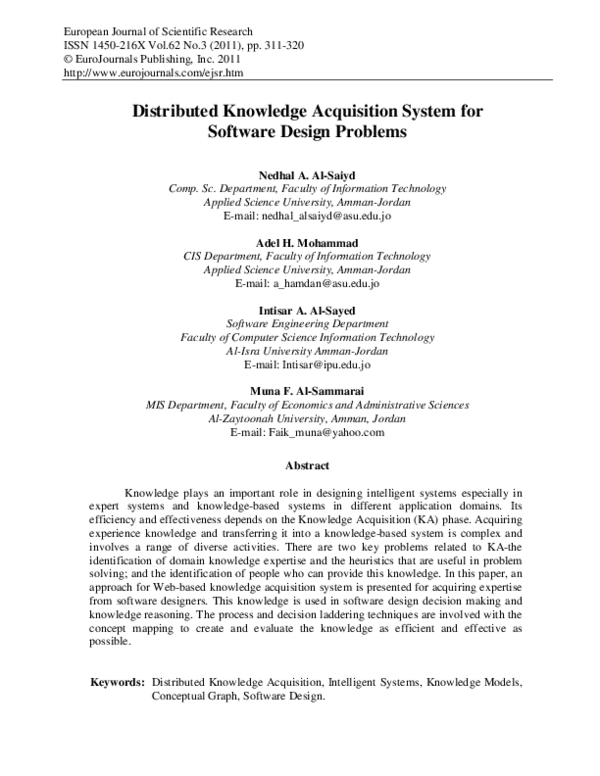 (PDF) Distributed Knowledge Acquisition System for Software Design Problems